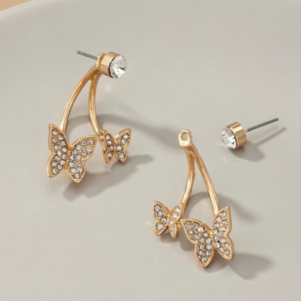 Rhinestone butterfly earrings